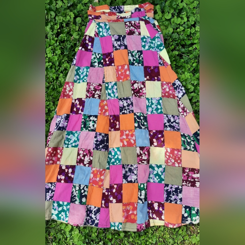 Vintage Patchwork Wrap Skirt Small BEAUTIFUL AUTH… - image 1